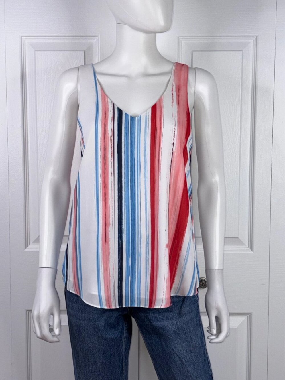 RW&CO women's striped sleeveless summer blouse small